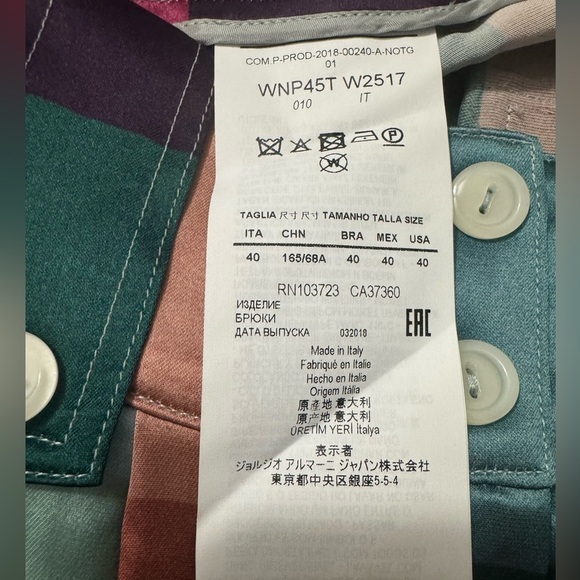 Emporio Armani Multicolour Checked High-Waisted Wide Leg Trousers Size 4 - Picture 10 of 14